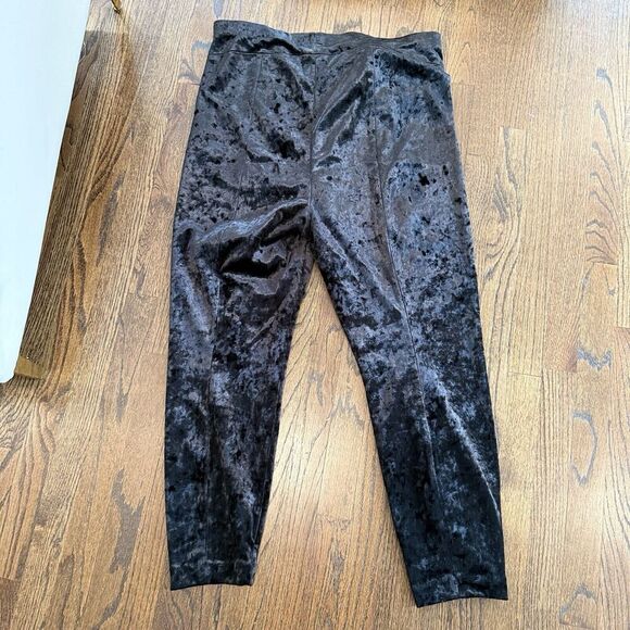Good American Black Velour Pants Disco Boss Skinny Womens 2XL 6 Velvet 1615 NWOT - Picture 10 of 11